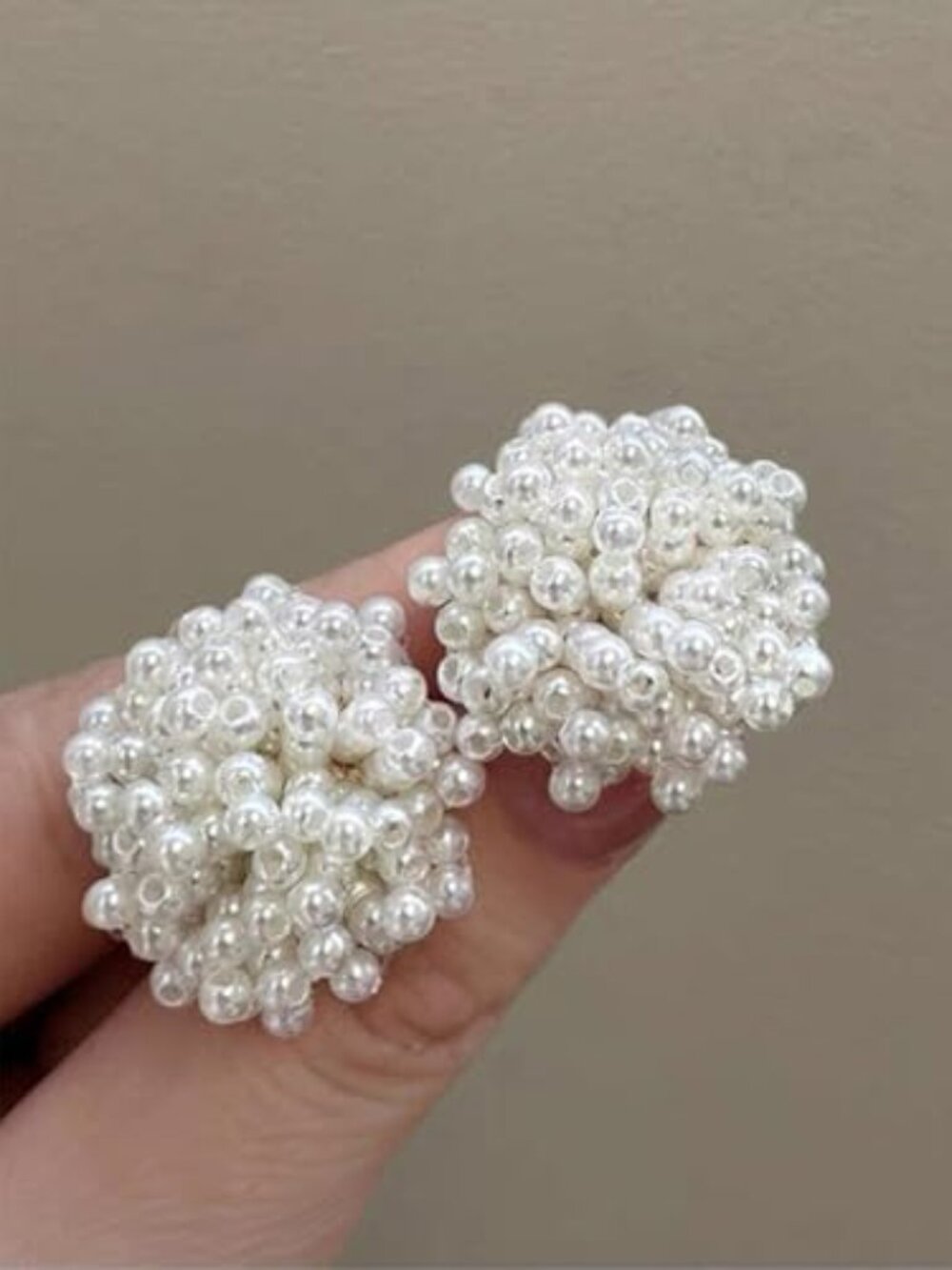 Statement Vintage Pearl Beads Cluster Stud Earrings for Women
